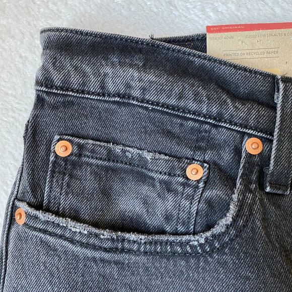 Levi's 501 XX High Rise Straight Leg Jeans Men 33x32 Black Button Fly IRREGULAR - Picture 3 of 15